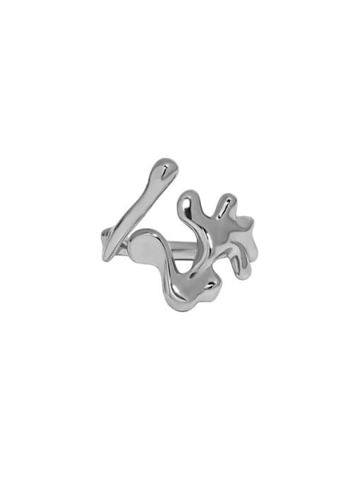 Platinum [adjustable opening] 925 Sterling Silver Flower Minimalist Midi Ring